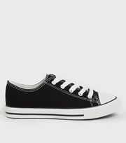 New Look Black Stripe Canvas Lace Up Trainers